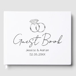Libro De Visitas Personalizado Diamond Boda Rings Guest Book