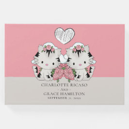 Libro De Visitas Personalizado Dos novias Gato Tema Boda Gay