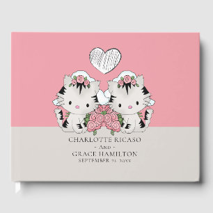 Libro De Visitas Personalizado Dos novias Gato Tema Boda Gay