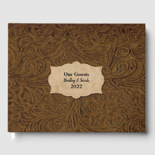 Libro De Visitas Personalizado el cuero con herramientas rusticas m