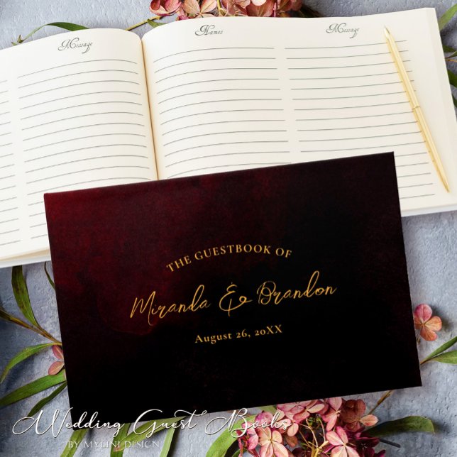 Libro De Visitas Personalizado Elegant Luxury Gold Red Boda Negro (Subido por el creador)
