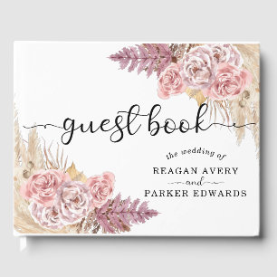 Libro De Visitas Personalizado Elegante Boda De Flores De Grasa Pam
