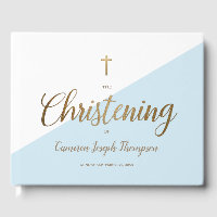 Personalizado Elegante Cruz de Oro Azul Bebé Chris