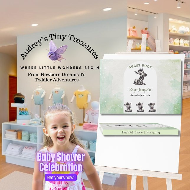 Libro De Visitas Personalizado encantado Zebra Baby Shower (Subido por el creador)