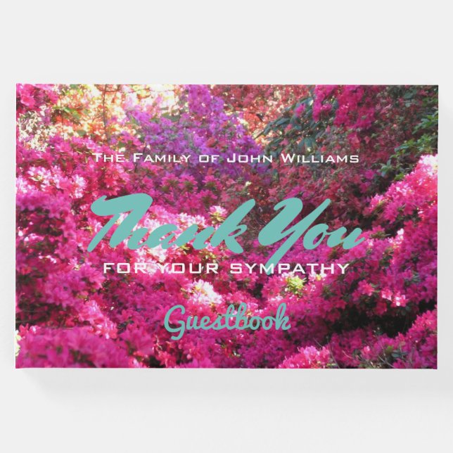 Libro De Visitas Personalizado Flowerfall en la solidaridad de Wood (Anverso)