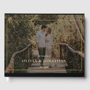 Libro De Visitas personalizado Foto Boda mínimo de oro negro