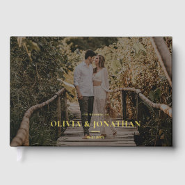 Libro De Visitas Personalizado Foto Mínimo Relieve metalizado Negro