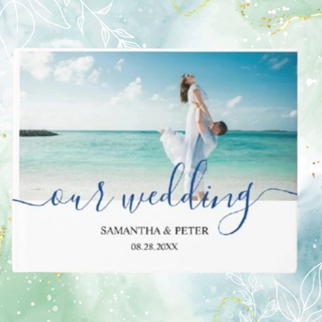 Libro De Visitas Personalizado Foto Modern Beach Wedding Guest Book (Cherish your beach wedding memories with our Custom Photo Modern Beach Wedding Guest Book. )