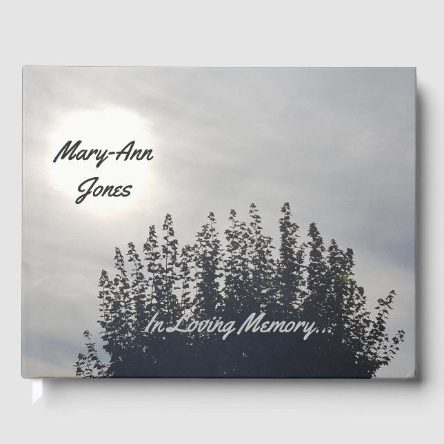 Libro De Visitas Personalizado Funeral Guest Book Cloudy Tree Photo (Anverso)