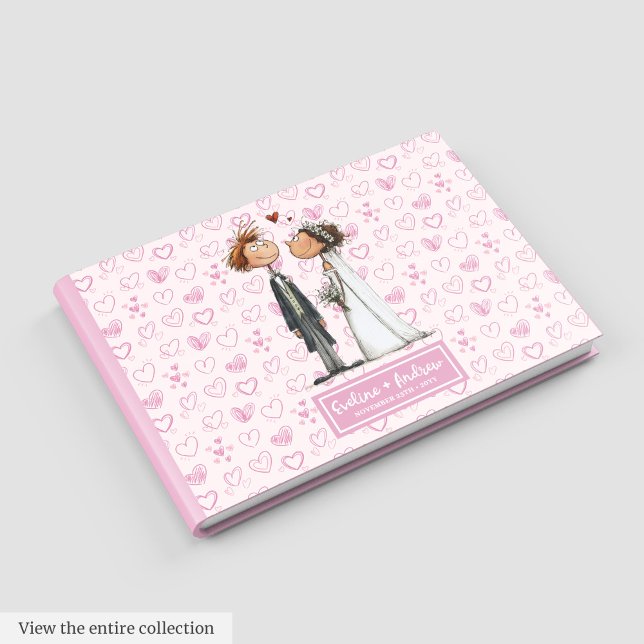 Libro De Visitas Personalizado Funny Personalizado Boda Couple Gues (Custom Funny Cartoon Wedding Couple Guestbook)