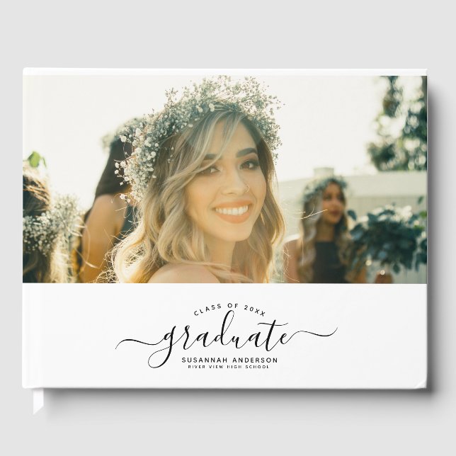 Libro De Visitas Personalizado Graduación de fotografía Moderno Scr (Anverso)