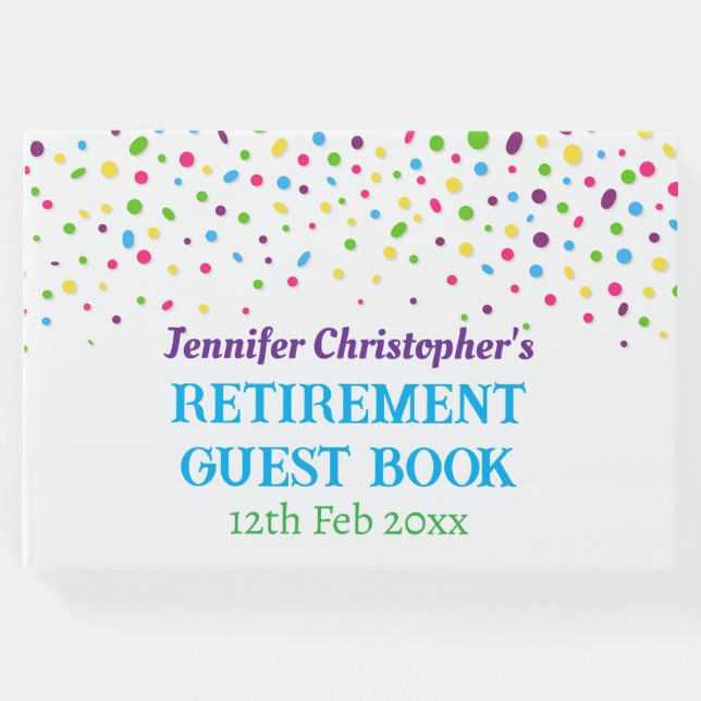 Libro De Visitas Personalizado Jubilación de Confetti moderna y col (Anverso)