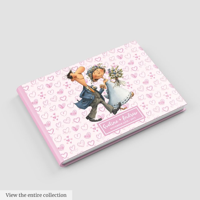 Libro De Visitas Personalizado moderno Boda Couple Guest book (Modern Cartoon Wedding Couple Guest book)