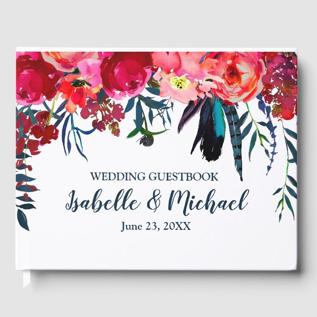 Libro de visitas personalizado para Bodas florales (Anverso)