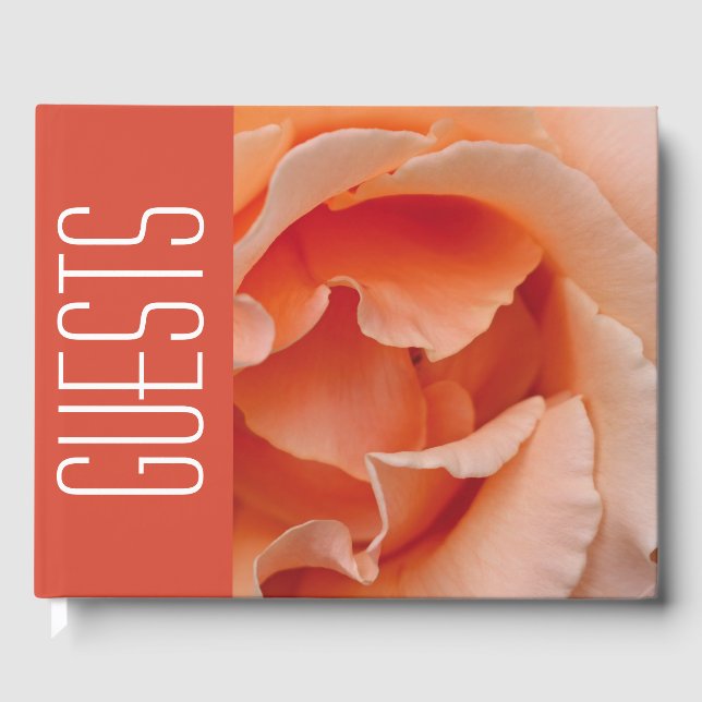 Libro De Visitas Personalizado Peach Rosa Floral (Anverso)