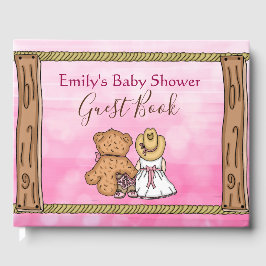 Libro De Visitas Personalizado rosa Cowgirl Baby Shower