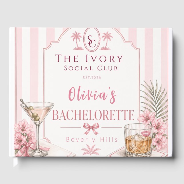 Libro De Visitas personalizado Rosa Lux Despedida de soltera bridal (Anverso)