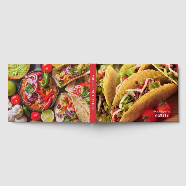 Libro De Visitas Personalizado Texto Comida Mexicana (Lleno)