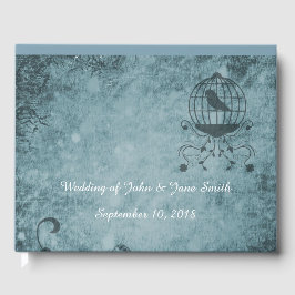 Libro De Visitas Personalizar Deep Blue Steampunk Bird Cage