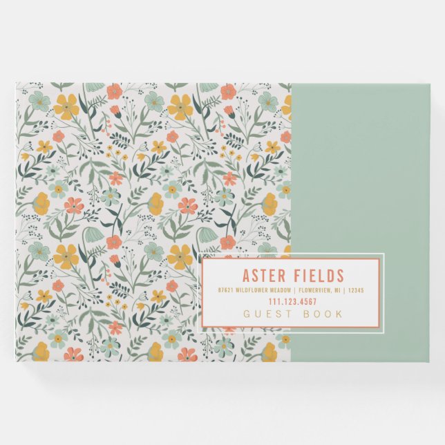 Libro De Visitas Personalizar el hermoso patrón florístico botánico (Anverso)