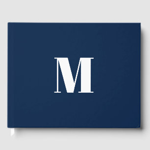Libro De Visitas Personalizar monograma azul marino inicial blanco
