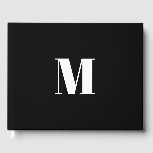 Libro De Visitas Personalizar monograma blanco negro inicial