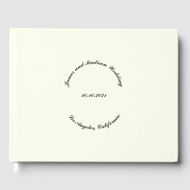 Libro De Visitas Personalizar Nombre, fecha, boda de marfil negro (Anverso)