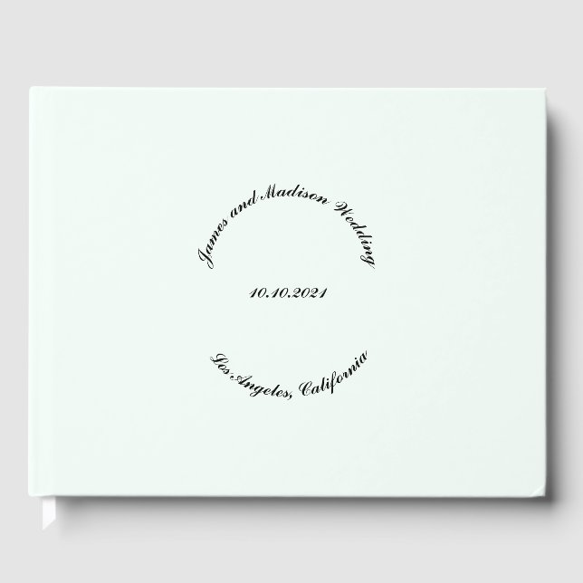 Libro De Visitas Personalizar Nombre, fecha, boda verde de menta li (Anverso)