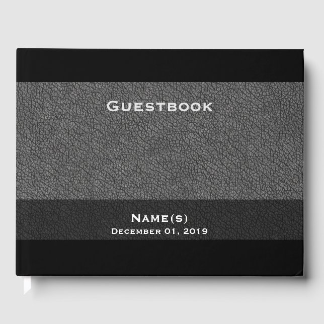 Libro De Visitas Personalizar y Personalizar, Textura Gris Oscuro (Anverso)
