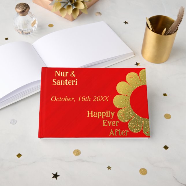 Libro De Visitas Personalized Simply Elegant Red Glamour (Anverso Abierto)