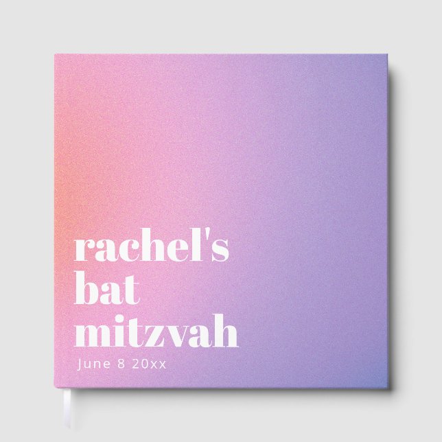 Libro De Visitas Personalized Trendy Lavender Purple Bat Mitzvah (Anverso)