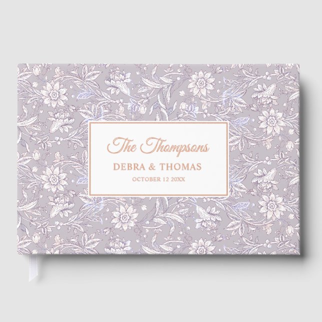 Libro De Visitas Personalized Wedding French Toile Pink Floral (Anverso)