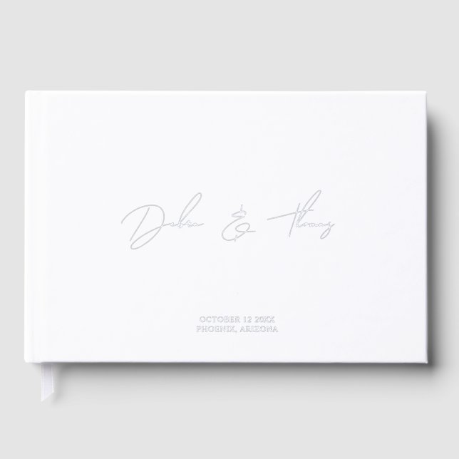 Libro De Visitas Personalized Wedding Modern Minimalist White (Anverso)