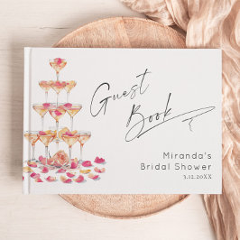 Libro De Visitas Pétalos y Prosecco Desayuno de novia Rosa intenso