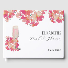 Libro De Visitas Pétalos y Prosecco Ducha Bridal Floral Rosa