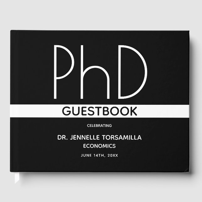 Libro De Visitas PhD Graduation Party Black Guest Book (Anverso)