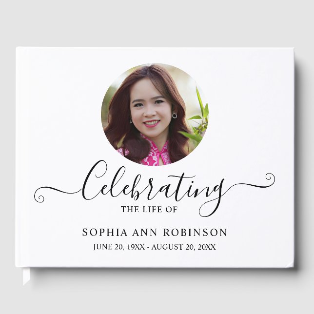 Libro De Visitas Photo Funeral Memorial Modern Keepsake (Anverso)