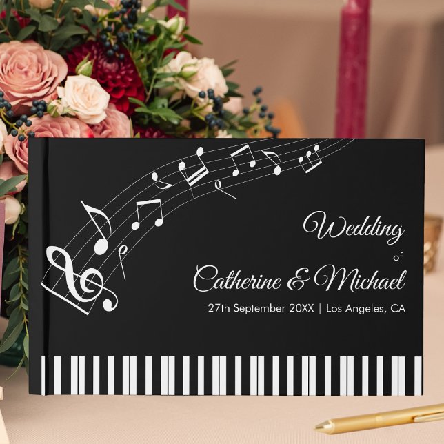 Libro De Visitas Piano Keys Notas musicales Boda blanco y negro (Subido por el creador)