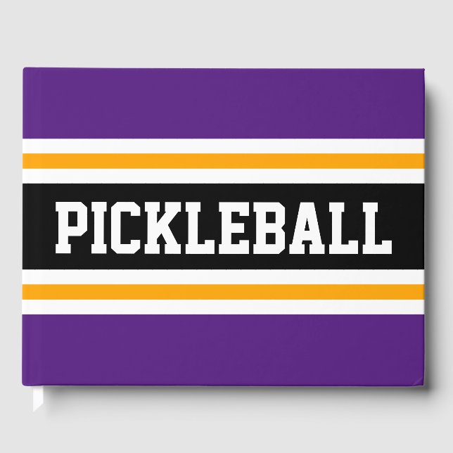 Libro De Visitas PICKLEBALL Atlético Purple Black Carreras Stripes (Anverso)