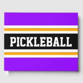 Libro De Visitas PICKLEBALL Fun Bright Purple Black Carreras Strips