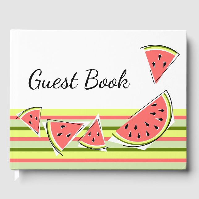 Libro De Visitas Piezas de sandía Stripe Classic Textos (Anverso)