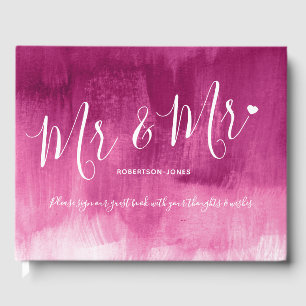 Libro De Visitas Pink abstract personalizado Sr. y Sr. boda