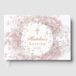 Libro De Visitas pink baby's breath flowers Baptism