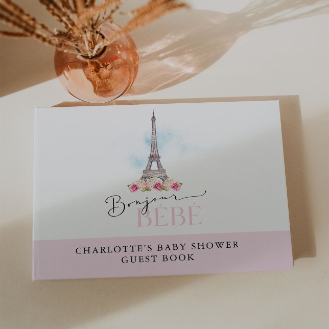 Libro De Visitas Pink Bonjour Bébé Eiffel Baby Shower (Subido por el creador)