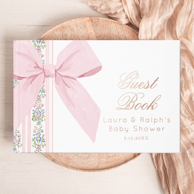 Libro De Visitas Pink Bow Love Shack Baby Coquette Baby Shower (Subido por el creador)