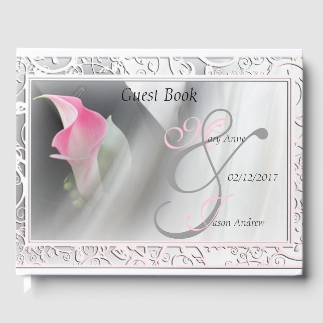 Libro De Visitas Pink Calla Lily Flourish Boda invitada (Anverso)