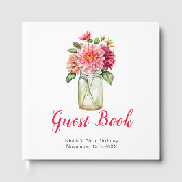 Libro De Visitas Pink Dahlias Mason Jar Birthday Party
