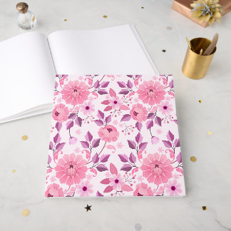 Libro De Visitas Pink Floral Pattern with Elegant Blossoms