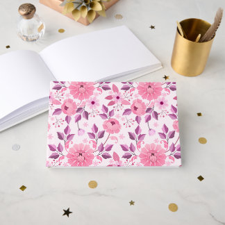 Libro De Visitas Pink Floral Pattern  with Elegant Blossoms