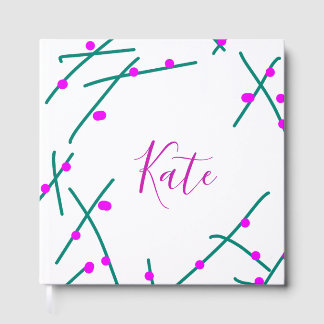 Libro De Visitas Pink green cherry tree name boho retro rustic bold